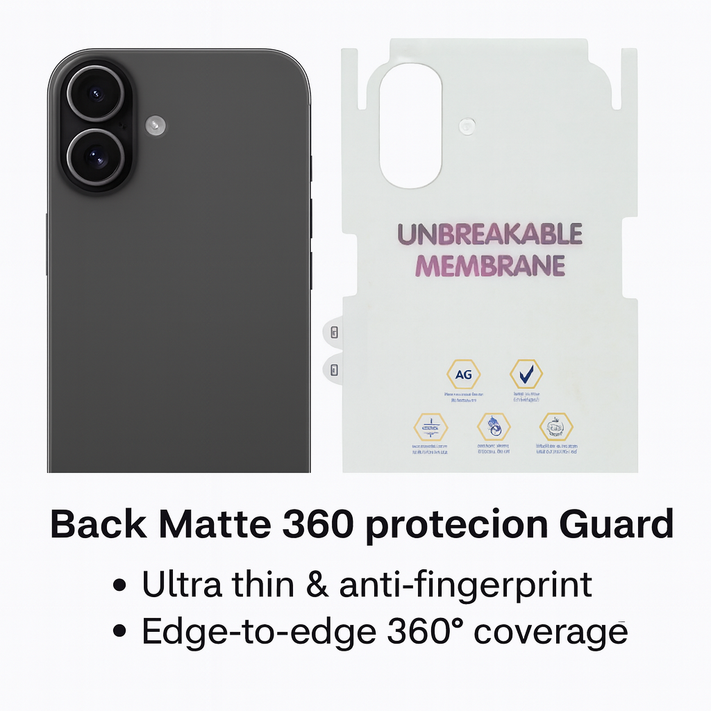 iPhone 16 Premium Privacy 4-in-1 Combo (MagSafe Transparent Cover + Matte Guard + Privacy Tempered Glass + Camera Lens Guard)