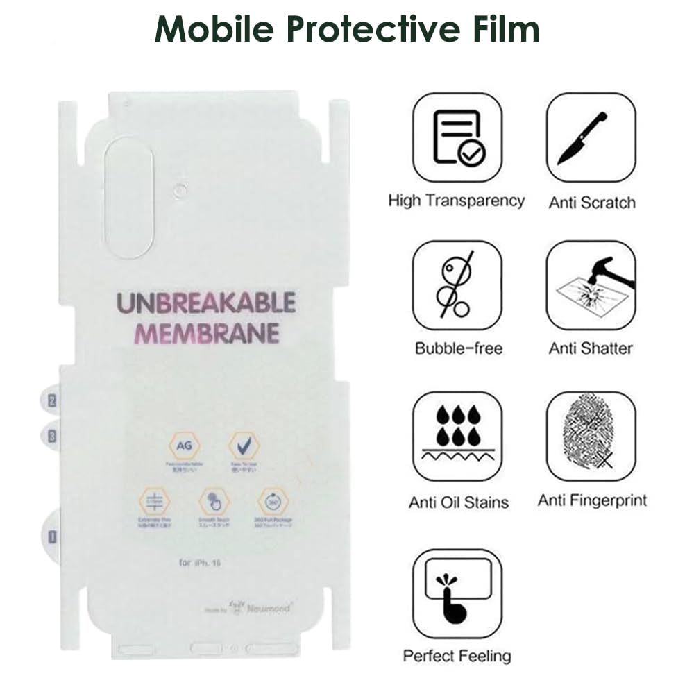 Back Skin Shield For iPhone 17 | Full Fit, Case-Friendly, Matte Finish (Back & Side)