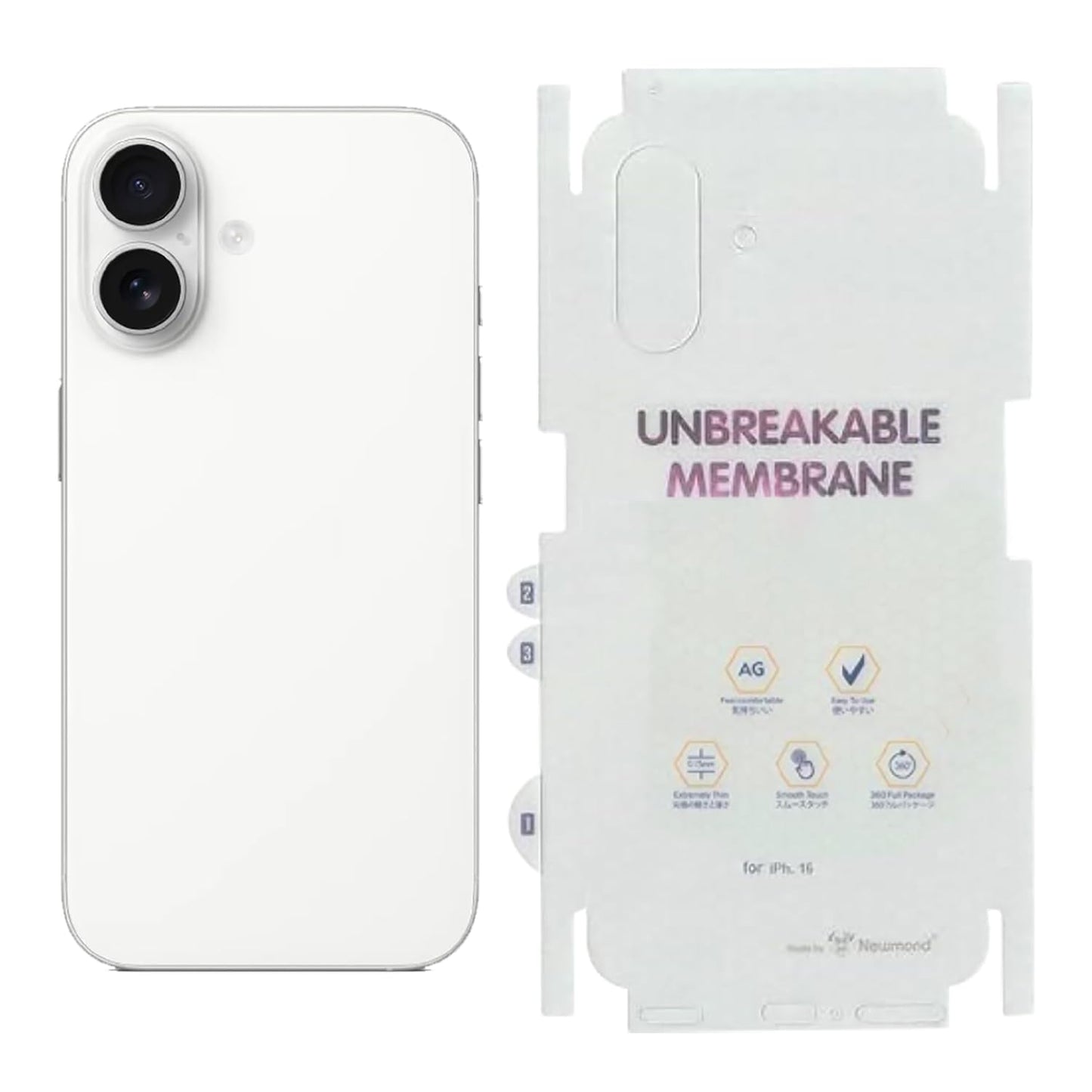 Back Skin Shield For iPhone 16 Plus | Full Fit, Case-Friendly, Matte Finish (Back & Side)