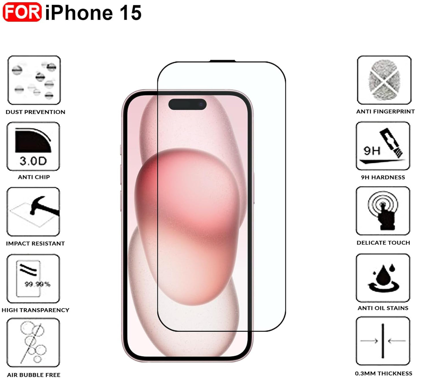 Tempered Glass for iPhone 15