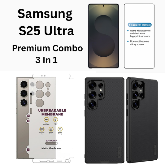 Samsung S25 Ultra Premium 3-in-1 Combo (Nillkin Hard Case + Premium Tempered Glass + Matte Guard)