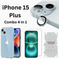 iPhone 15 Plus Total Protection 4-in-1 Combo (Hard Transparent Cover + Matte Guard + Tempered Glass + Camera Lens Guard)