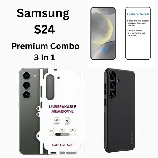 Samsung S24 Premium 3-in-1 Combo (Nillkin Hard Case + Premium Tempered Glass + Matte Guard)