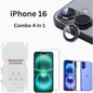 iPhone 16 Total Protection 4-in-1 Combo (Hard Transparent Cover + Matte Guard + Tempered Glass + Camera Lens Guard)